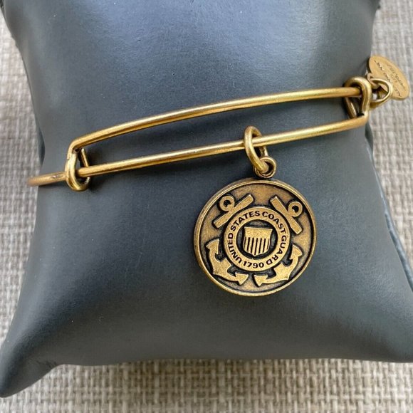 Alex And Ani Bracelet United State COAST GUARD Wrist Band Gold Tone Adjustable - Picture 6 of 8
